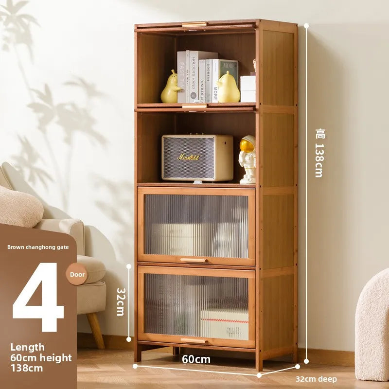 with door dustproof floor rack children's book cabinet household living room multi-layer storage cabinet storage display cabinet Oasis Select 60 long four doors