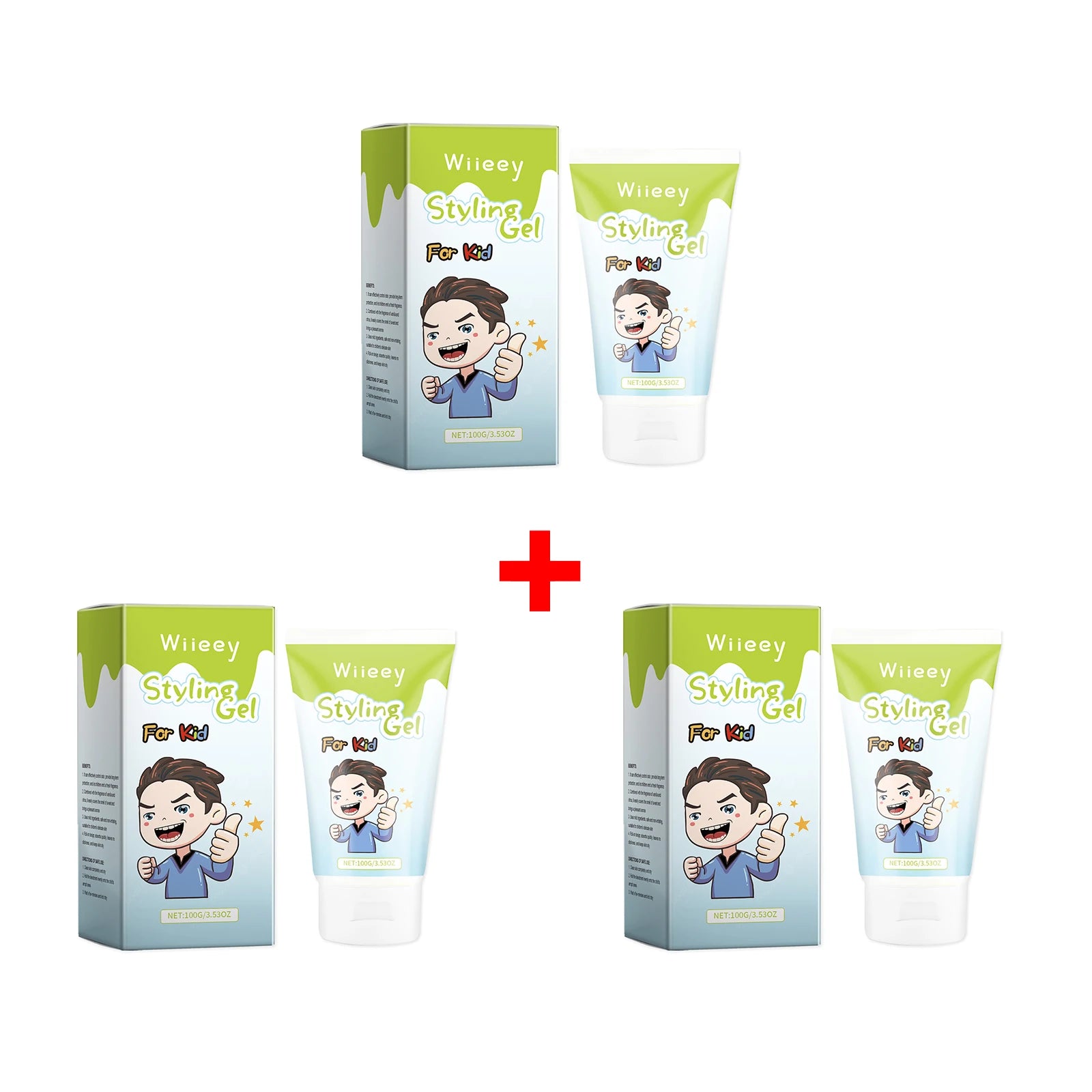 Styling Gel for Children Natural Hold No Flaking Easy Wash,Non-toxic Lightweight Non Sticky Boys Girls Daily Party Hairstyles Oasis Select 3pcs