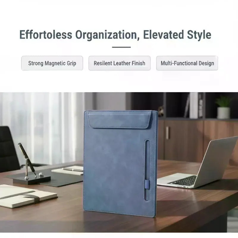 A4 PU Leather Clipboard – Magnetic Closure & Pen Slot