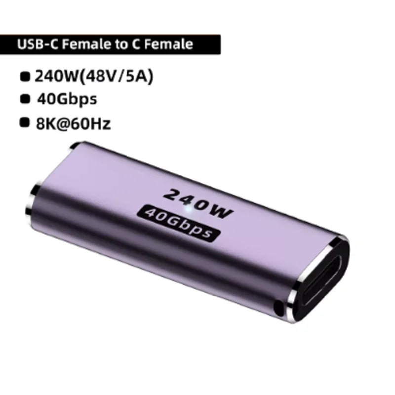 PD 240W 5A USB4.0 40Gbps Thunderbolt3 OTG Adapter 8K @ 60Hz type c USB C to Type-C 48V@5A Fast Charging Converter Data Adapter Oasis Select B