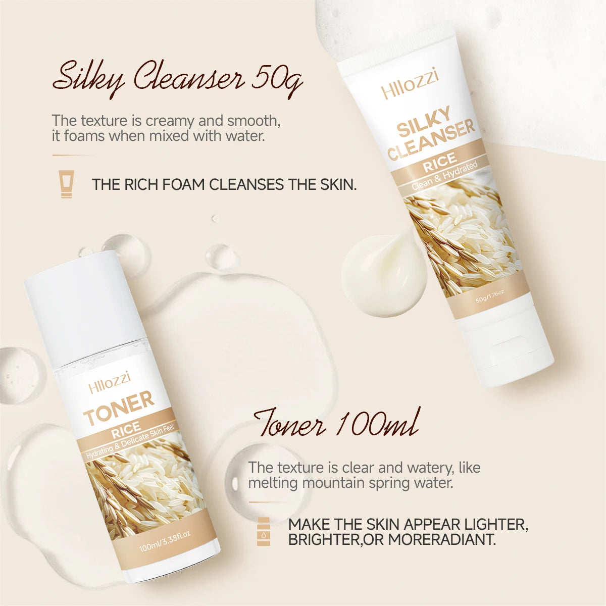 Rich in rice extract, brightens the skin, moisturizes the skin, lightweight texture suitable for all skin types Oasis Select