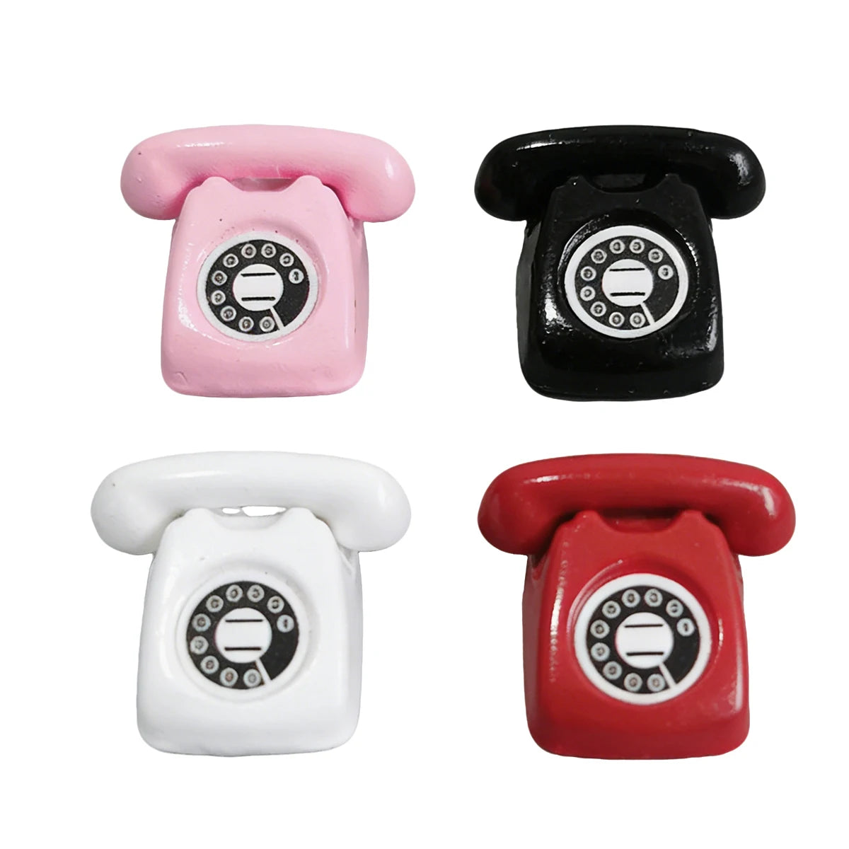 1/4 PCS Mini Vintage Rotary Telephone – 1:12 Miniature Retro Desk Phone for Dollhouse, Fairy Garden Paths & Micro Landscapes Oasis Select Combo-4pcs