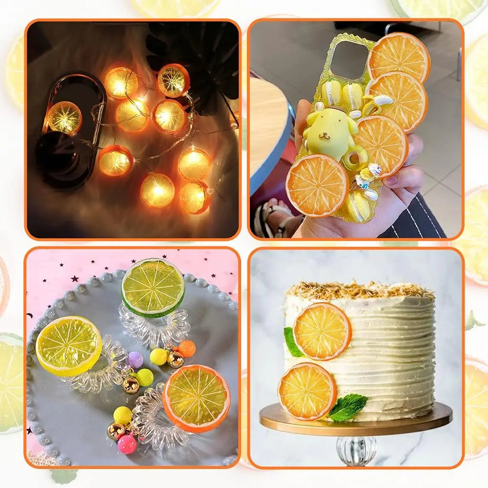 6/12PCS Artificial Lemon Slices Lifelike Yellow Resin Cake Decor Tea Party Bar Display Photo Props DIY Craft Summer Vibe Oasis Select