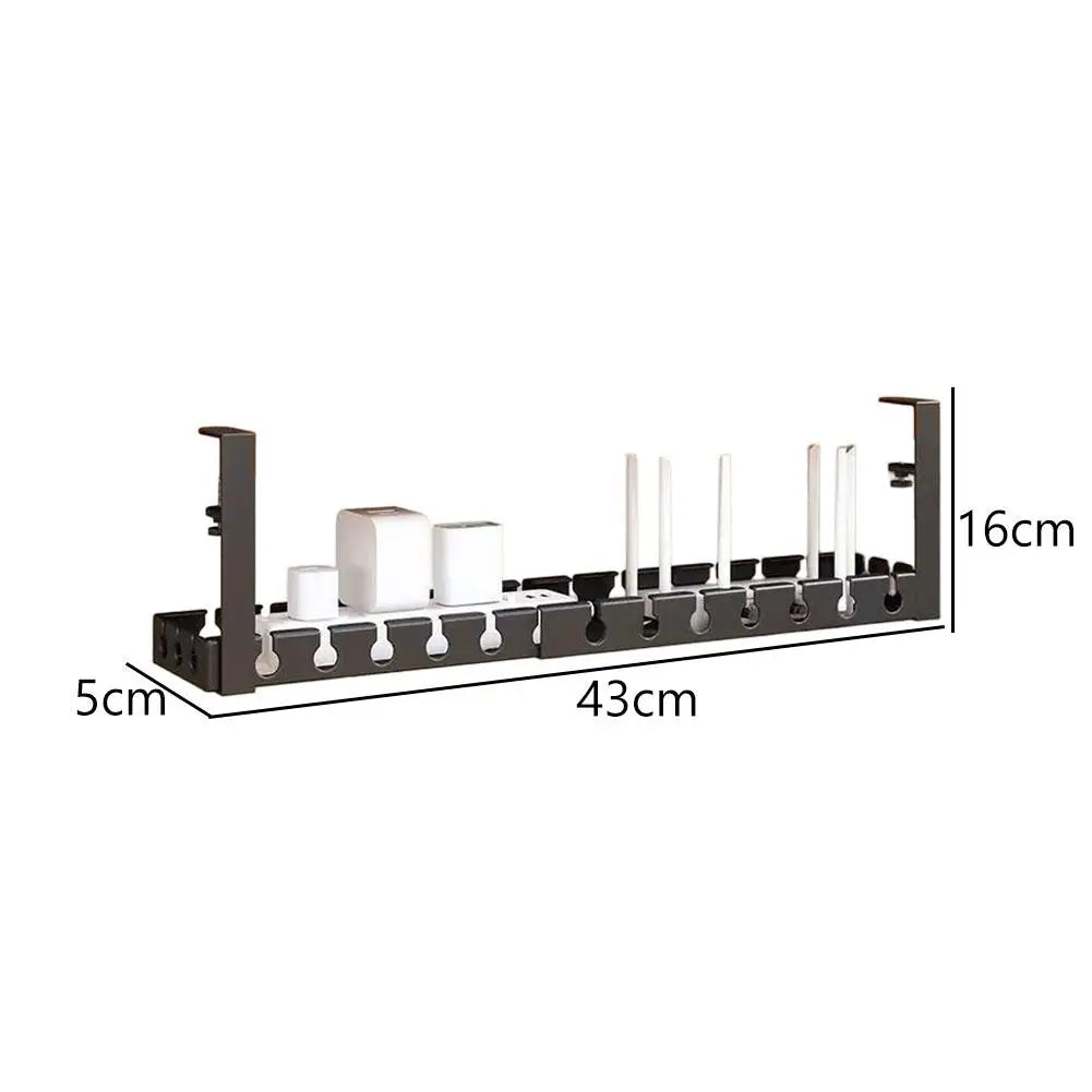 No-Drill Under-Desk Cable Management Tray | Retractable Metal