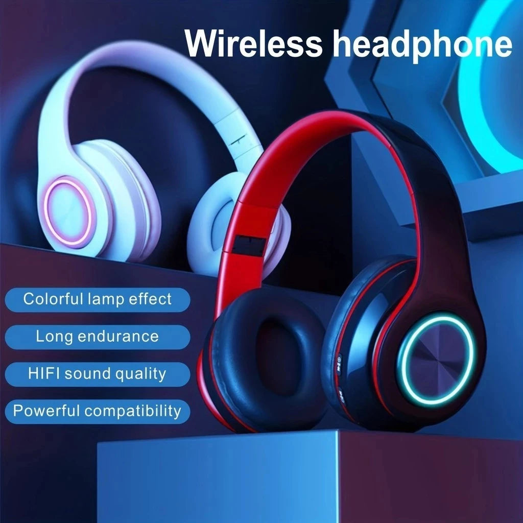 B39 Headphone With Wireless Bluetooth Colorful Light Pluggable Card Game Music Movement Bluetooth Headset for Phone Oasis Select