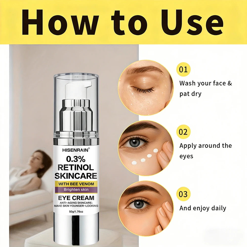 HISENRAIN Retinol Brightening Eye Cream - Anti-Aging Formula for Dark Circles & Wrinkles, Suitable for All Skin Types. Oasis Select