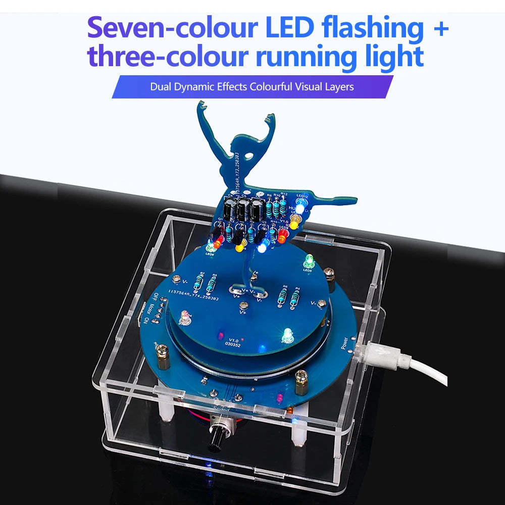 DC 5V Rotating Music Box Ballet Girl Welding Practice Flow Light Pendant DIY Electronic Kit Welding Practice Parts Micro USB Oasis Select