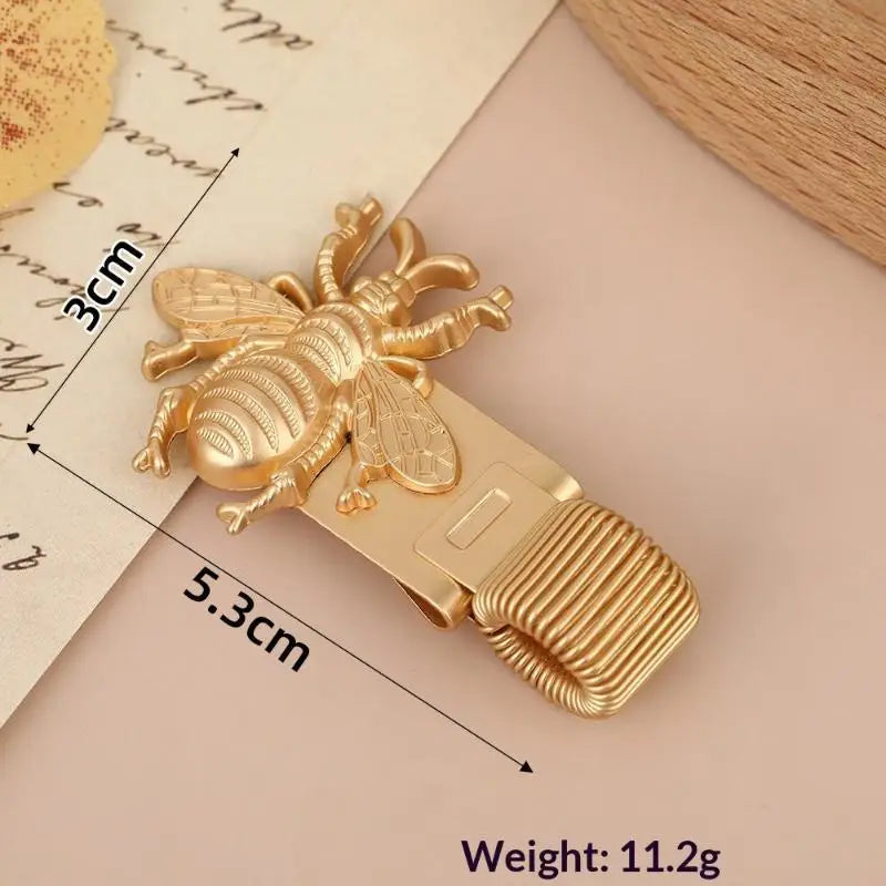 Retro Insect Pattern Metal Pen Clip 1pc Spring Loaded Holder Anti-slip Stationery for School Students Notebook Journal Oasis Select B