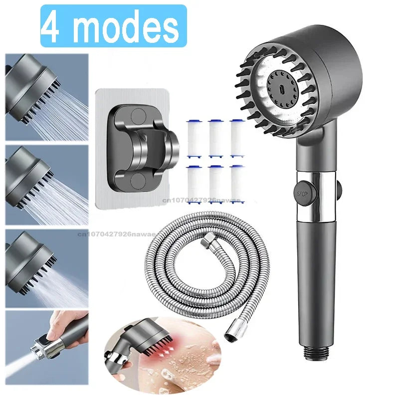Shower Head with Filter High Pressure Shower Knobs Showers Head One-Key Stop Water Massage Shower System Bathroom Accessories Oasis Select