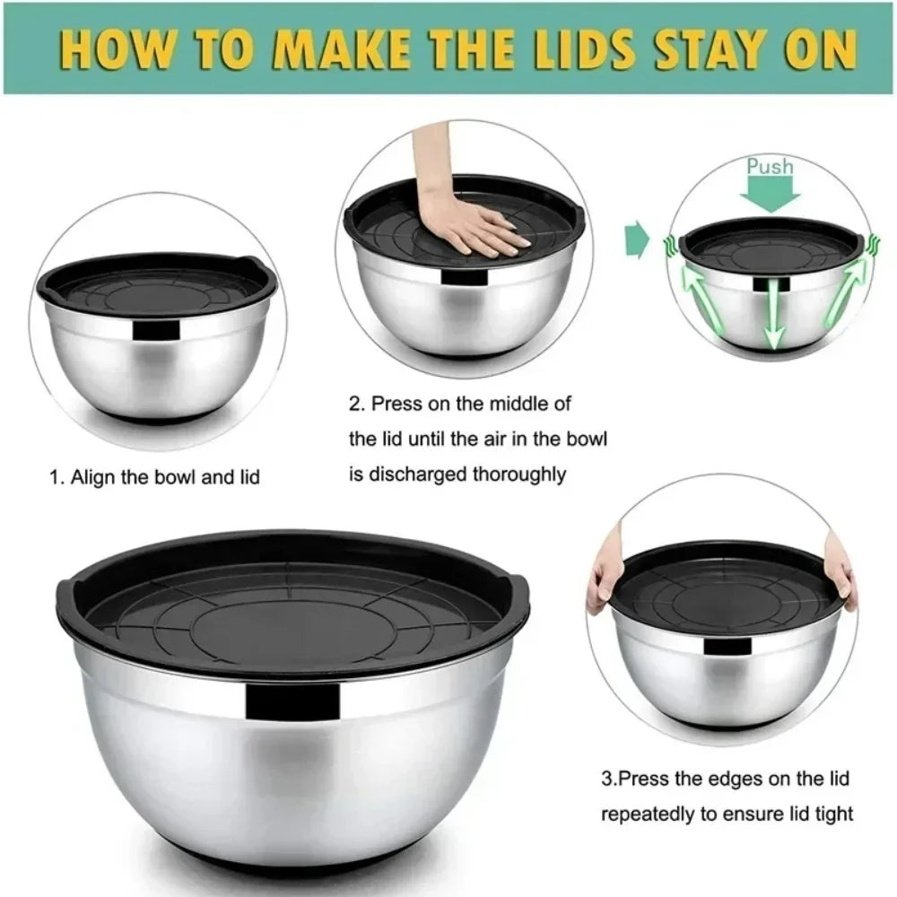 Stainless Steel Mixing Bowls with Lid & Non-Slip Silicone Base Stainless Steel Mixing Bowl Oasis Select