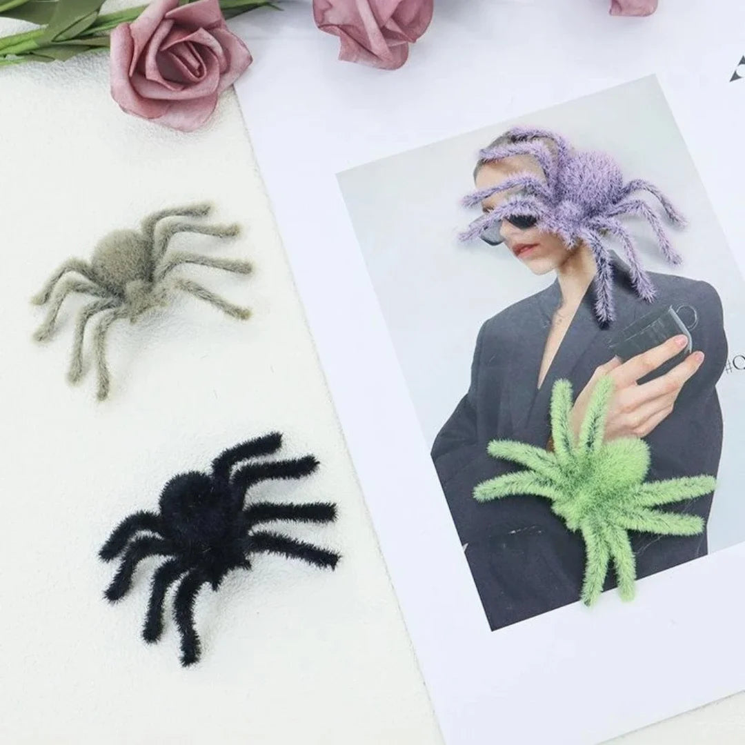 3D Flocking Black Spider Figurine | Halloween Party Decor