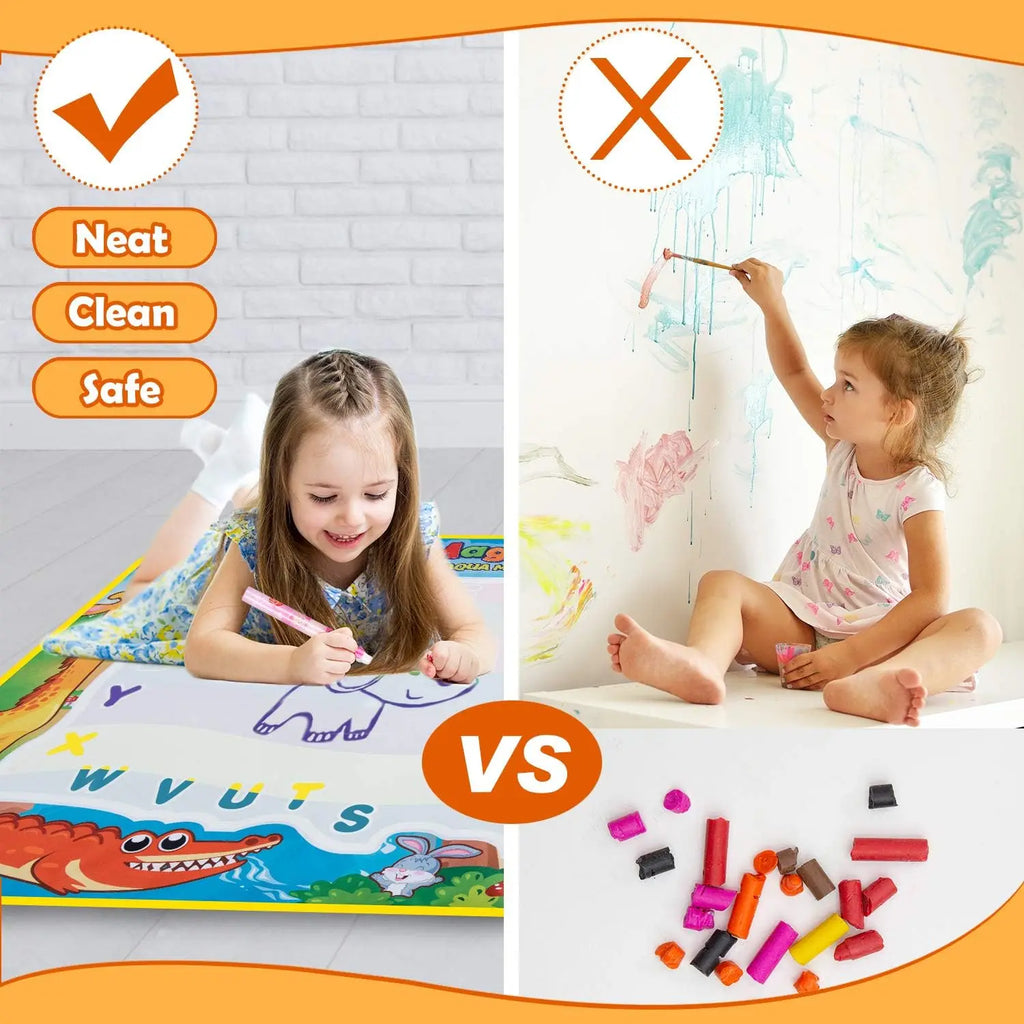 Magic Water Drawing Mat Reusable Doodle Painting Board with Pens Montessori Educational Toys for Kids Halloween Christmas Gift Oasis Select
