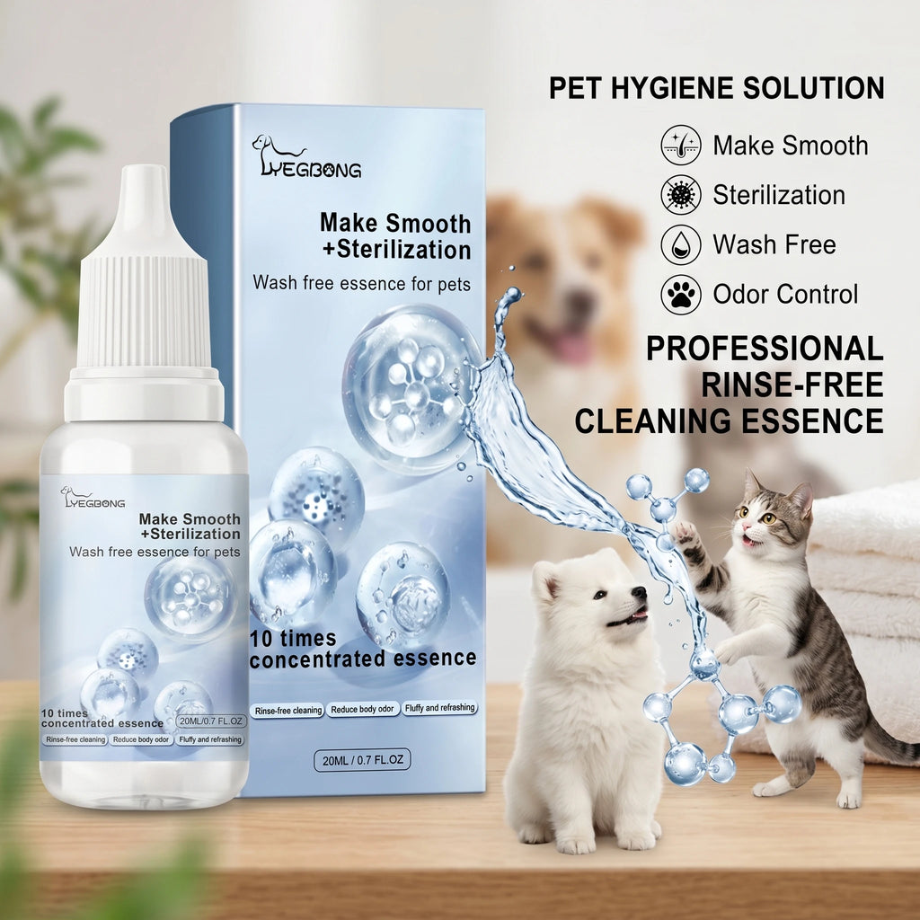 Pet Wash-Free Essence 20ml Sterilization & Odor Remover Waterless Cleaning Serum Softens Fur and Adds Shine Long Lasting Fresh Oasis Select Default Title