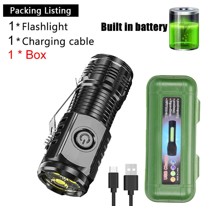 ZHIYU Mini USB Rechargeable LED Flashlight with Pen Clip