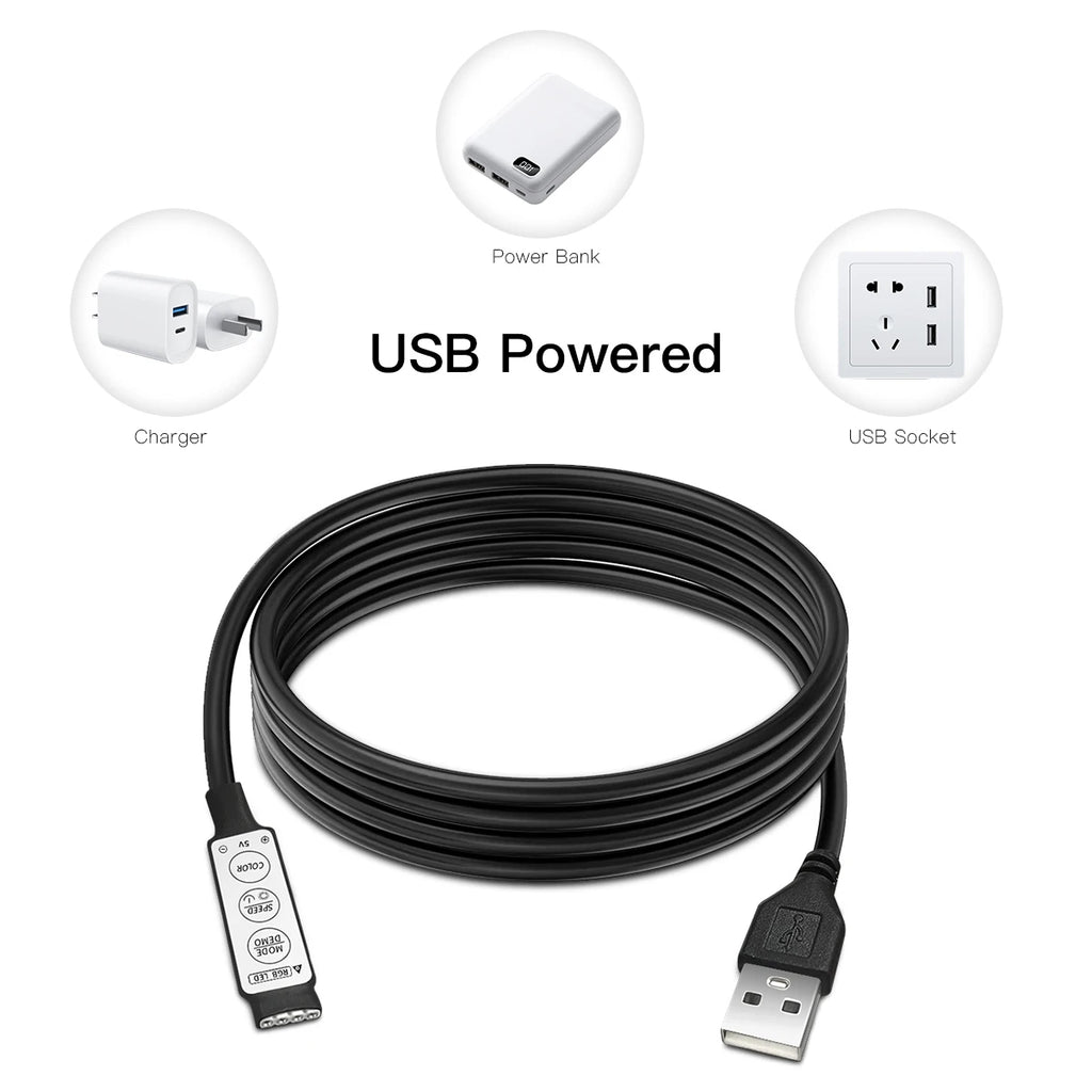 RGB Controller DC 5V USB Ports Connector Cable 4pin Line 3 Keys Dimmer for SMD 2835/5050/5630 LED Strip Lights Brightness Adjust Oasis Select