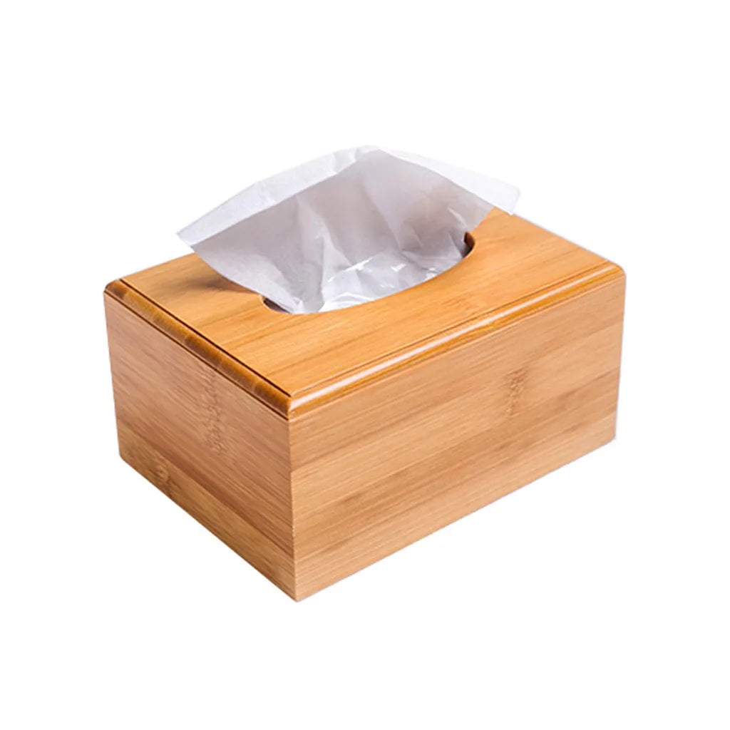 Bamboo Tissue Box Modern Minimalist Design Tissue Box Holder Household Tissue Case For Hotel Restaurant Hotel Office Easy-Refill Oasis Select 16.2x12.2x8.5 cm