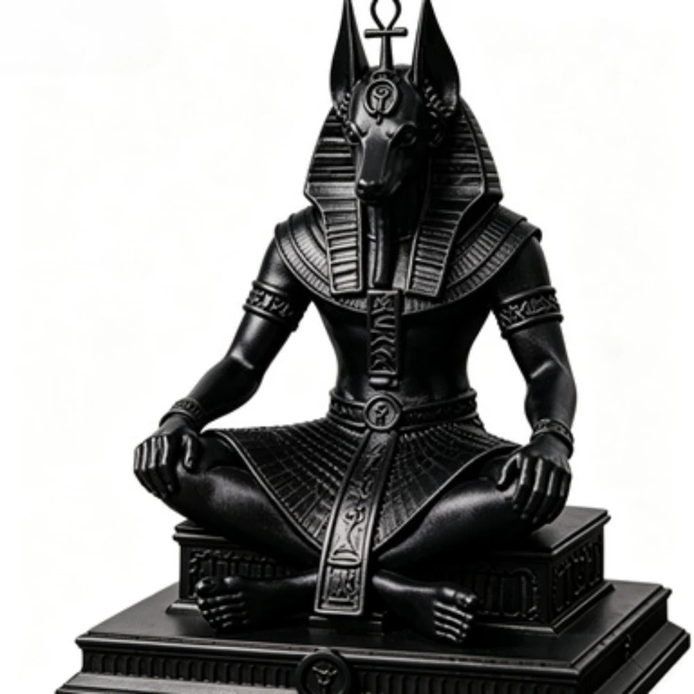 Gold Plated Anubis Guardian Sculpture Ancient Egyptian Jackal God Sitting Statue Spiritual Altar Tabletop Decor Collectible Oasis Select black