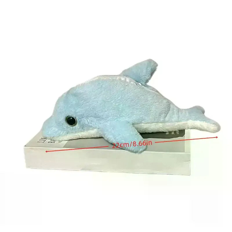 1Pcs Student Stationery Cute Plush Dolphin Shark Pencil Case School Supplies Kawaii Doll Back To School Storage Bag Pen Bag Oasis Select