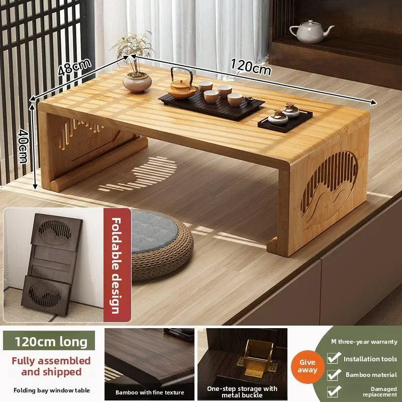 Multi-functional Bay Window Small Table Bed Folding Small Coffee Table Balcony Low Table Tea Table Oasis Select