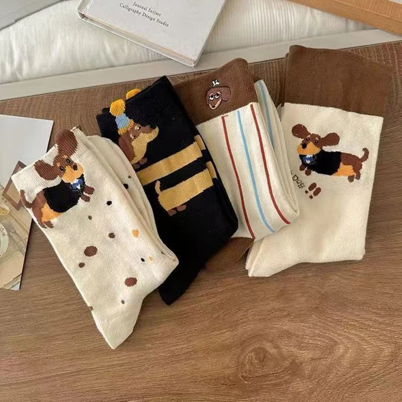 Funny Animal Cotton Socks Cartoon Dog Print Socks Autumn Winter Warm Sock Cute Couple Sock Oasis Select