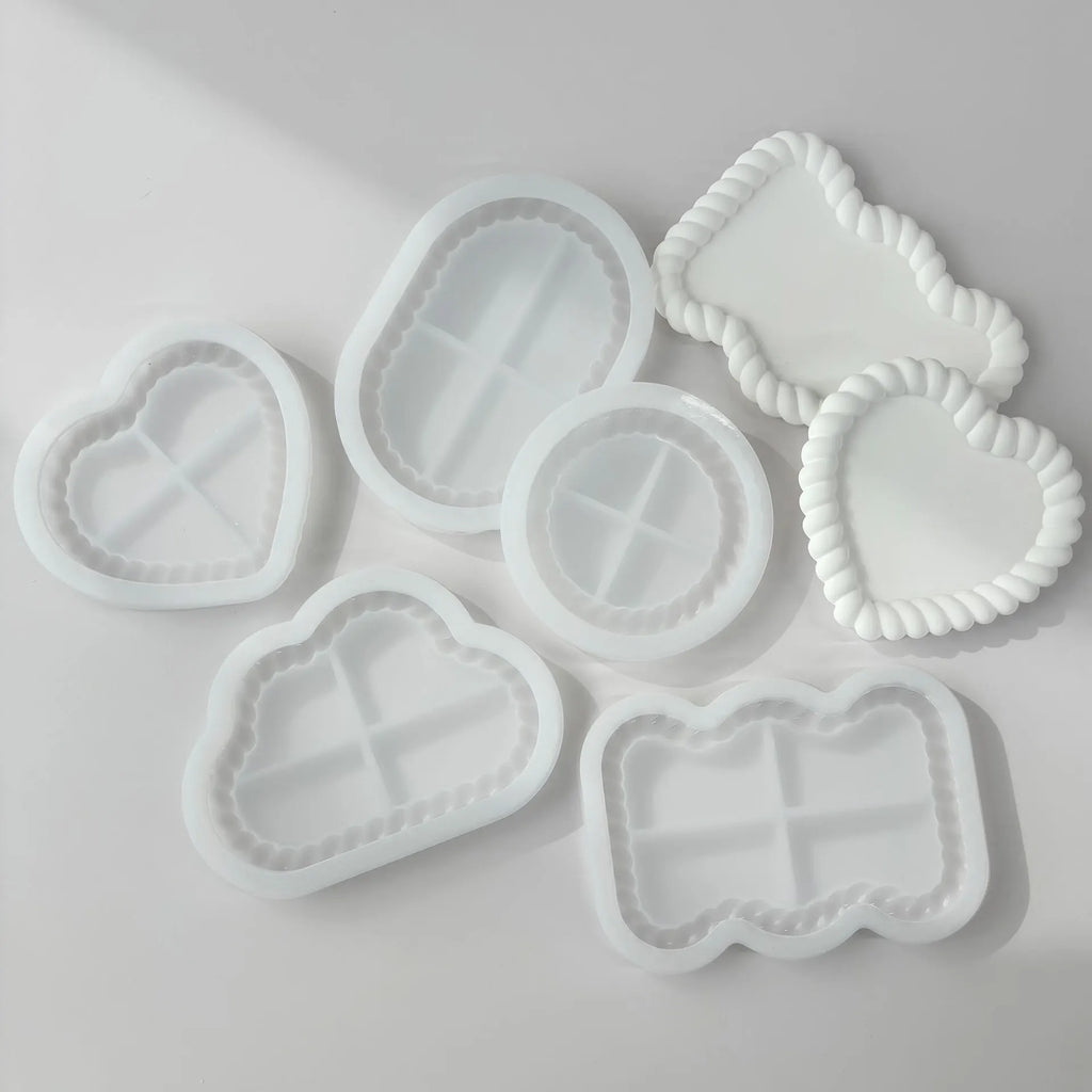 Bubble Storage Tray Silicone Mold DIY Resin Plaster Cement Gift Casting Mould Round Flower Cloud Heart Shape Coaster Home Decor Oasis Select