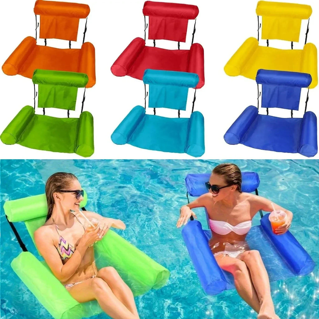 Adult Inflatable Pool Lounge Chair with Armrests and Headrest Colorful PVC Oxford Cloth Ideal for Beach Lake Pool Relaxation Oasis Select