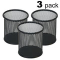Student Desktop Stationery Storage Metal Pen Holder Iron Mesh Storage Bucket Multifunctional Color Hollow Iron Pen Holder 3pcs Oasis Select Black