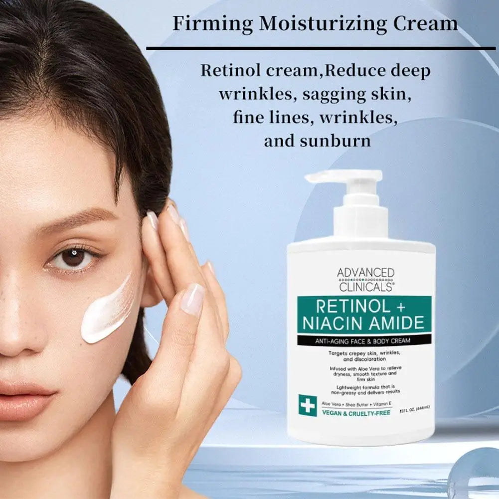 444ml Advanced Clinicals Retinol + Niacinamide Anti-Aging Cream Face & Body Vegan Cruelty-Free, With Aloe Vera & Shea Butter Oasis Select