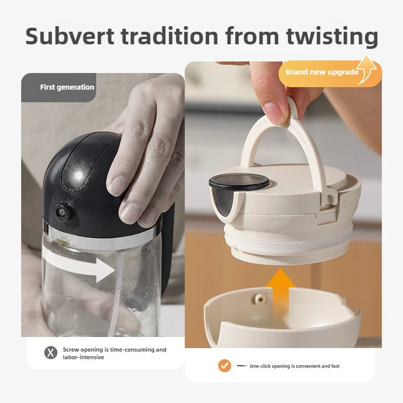 Gravity Oil Pot Automatic Opening and Closing Oil Bottle Household Kitchen Oil-free High Borosilicate Glass Seasoning Bottle Oasis Select