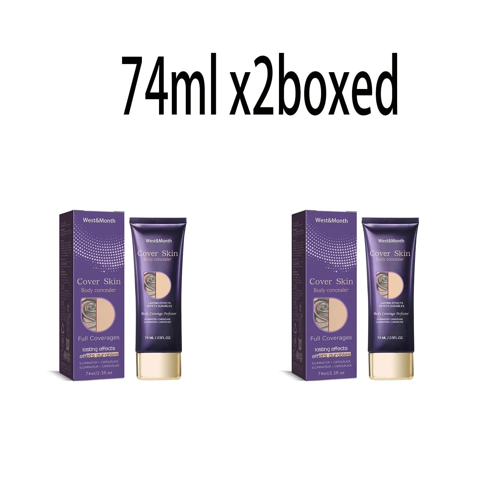 WEST MONTH 74ml Waterproof Tattoo Concealer Body Cover Cream Tattoo Concealer Cream Oasis Select 74ml x2boxed