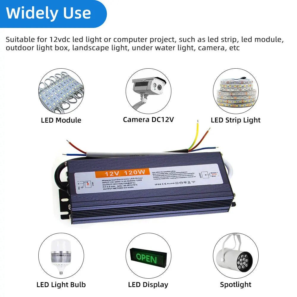 DC 12V 24V 50W Power Supply AC 220V IP67 Waterproof Transformers LED Driver 1A 3A 5A 10A 25A 12W 36W 50W 60W 100W 200W 300W 400W Oasis Select