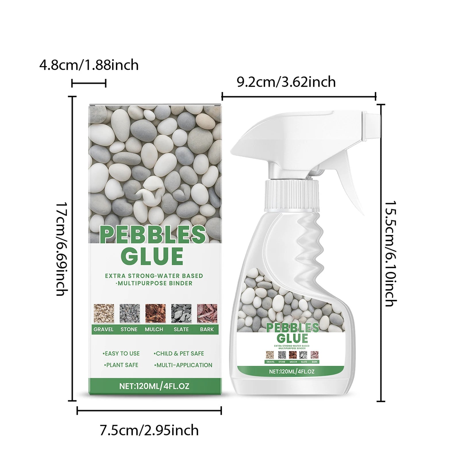 Stone Glue Quick Drying Landscape Adhesive Clear Waterproof Glue for Rocks Sealer Adhesive Stabilizer Outdoor Garden Gravel Oasis Select 120g