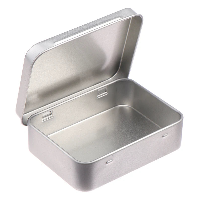 1PC Frosted Household Iron Storage Box Metal Box Tin Plated Container Empty Hinged Lid Small Empty Storage Box Oasis Select Silver