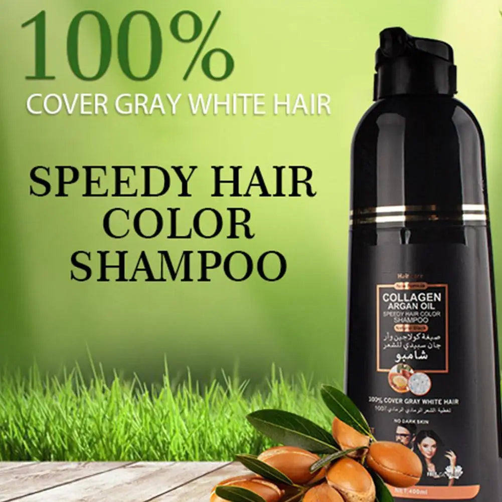 400ML Cover Grey Hair Morocco Argan Oil Care Fast Magic Black Hair Shampoo Dye Repair Damaged Improve Split Hair Rough Hair Care Oasis Select