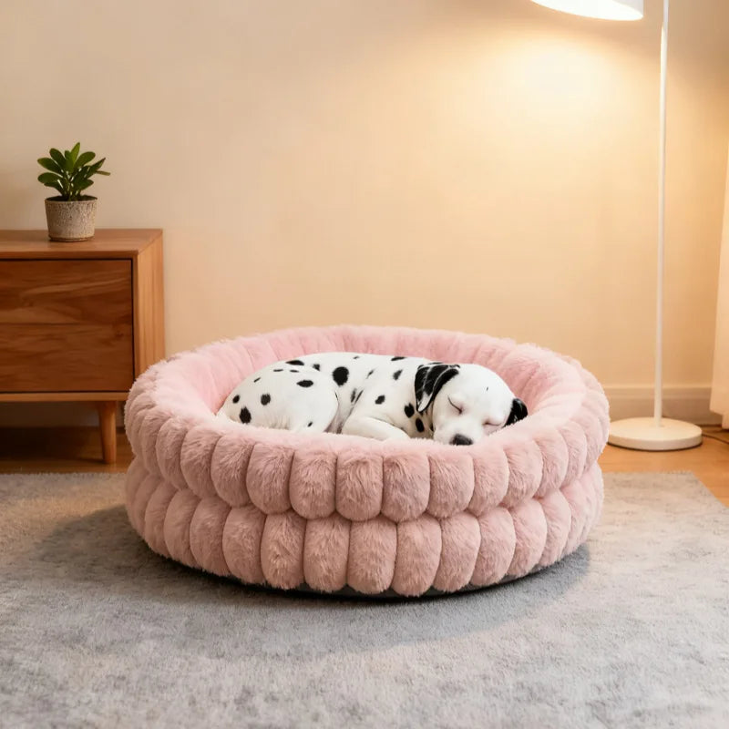 Pet Nest Straight Rabbit Fur Double-Layer Round Cat and Dog Nest Mat Winter Warm Universal Dog Mattress Oasis Select
