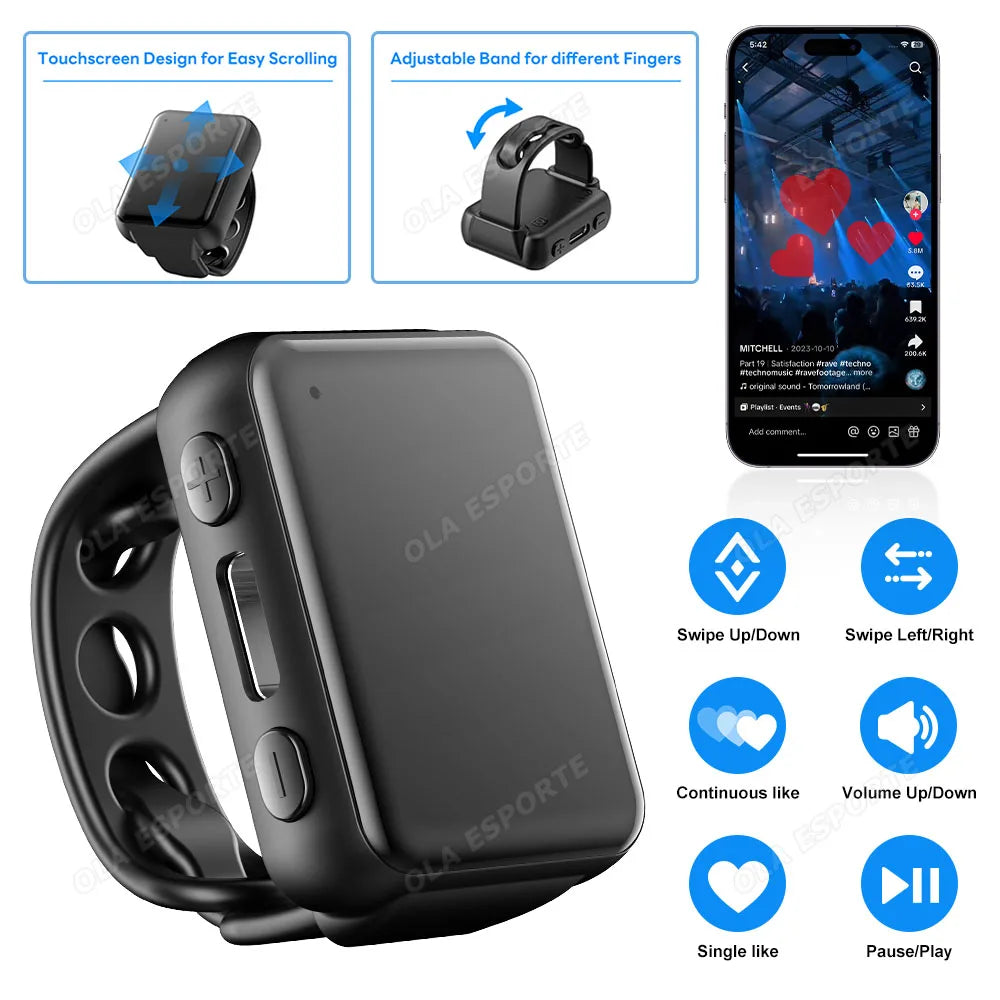 Smart Bluetooth Ring Remote – Selfie, Scroll & Page Turner