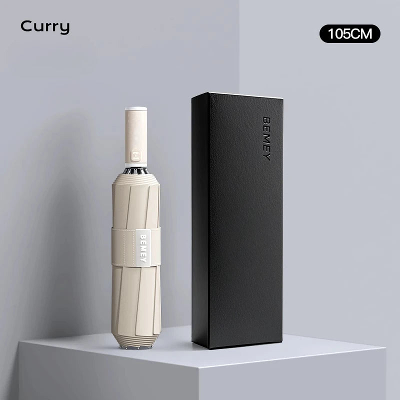 Fully Automatic Umbrella Enlarged Thickened and Reinforced Large Folding Umbrella for Heavy Rain Oasis Select Curry 105cm 10K full-fiber