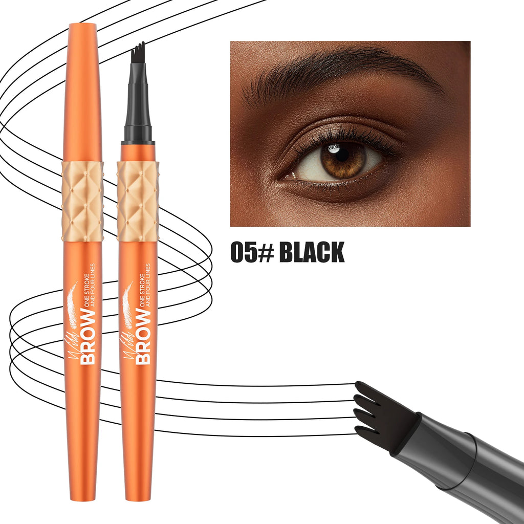 Hello Kiss 4-Tip Liquid Eyebrow Pen – Waterproof, Long-Lasting