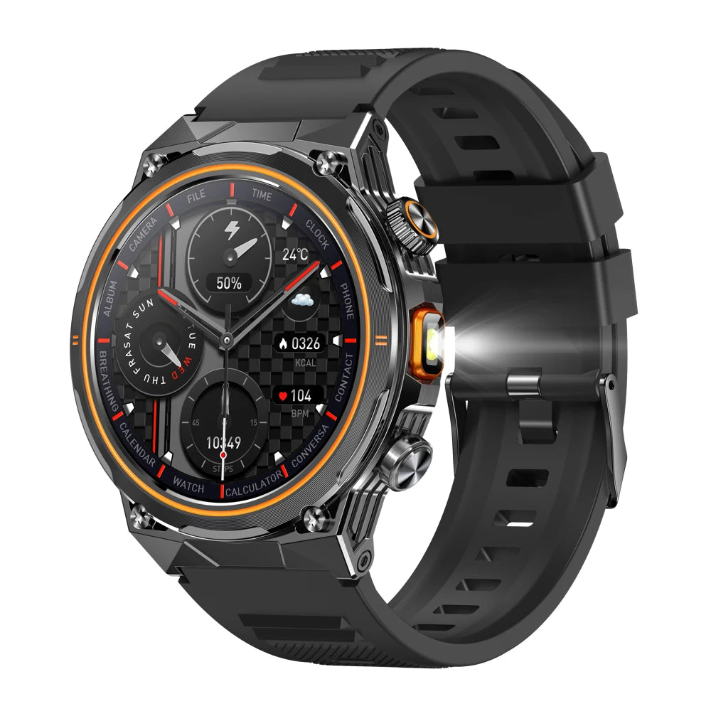2025 Calendar Men Wireless Call Smart Watch LED Flashlights Waterproof Heart Rate Health Sleep Sports Fitness Smartwatch 400Mah Oasis Select BKBKS