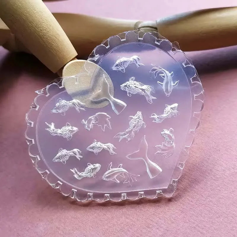 3D Goldfish Nail Silicone Mold, Koi Theme Art Pattern Design, High Transparent Template, Suitable for DIY Nail Accessories Oasis Select