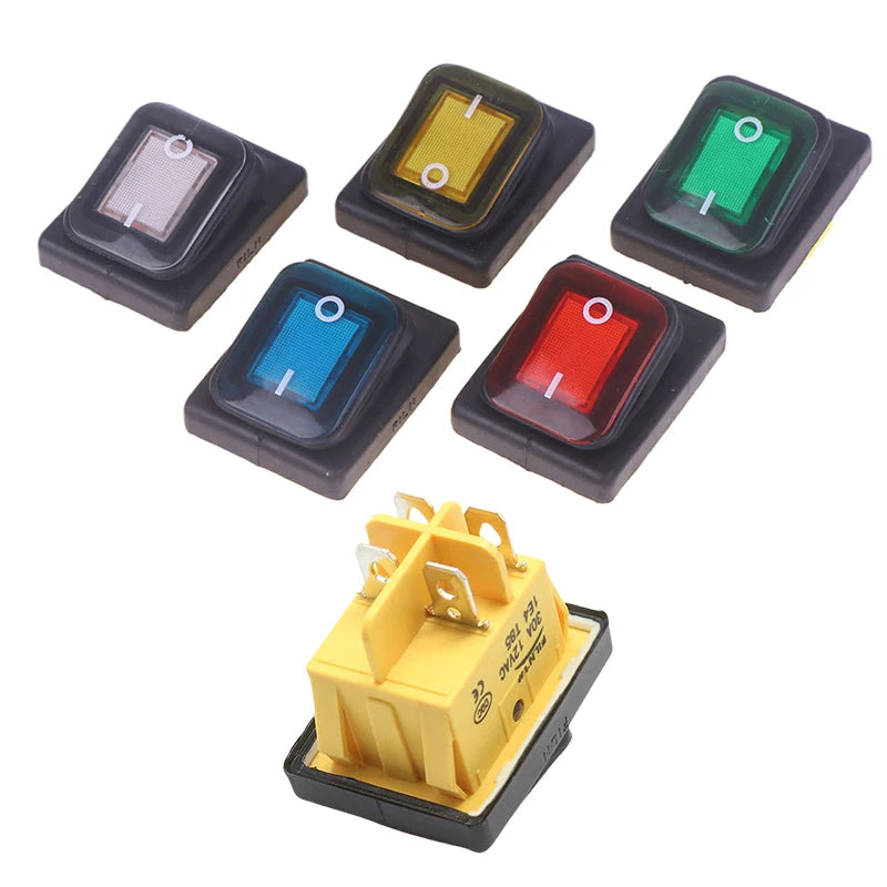 Durable Waterproof DPST Toggle Switch with LED, 4-Pin IP65, 12V/220V 30A for Heavy Duty Auto and Marine Usage. Oasis Select