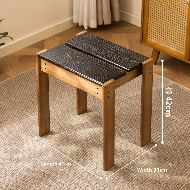 Household small stool Living room dining table stool can be stored Stacked round stool Simple thickened spare board stool Oasis Select black