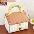 Cartoon pattern cute hut handbag girls large capacity cosmetic organizer portable handheld travel toiletry bag Oasis Select Brown