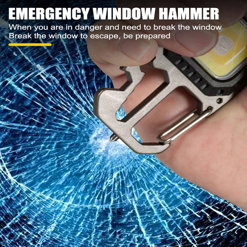 Mini LED Keychain Flashlight USB-C Rechargeable & Window Hammer