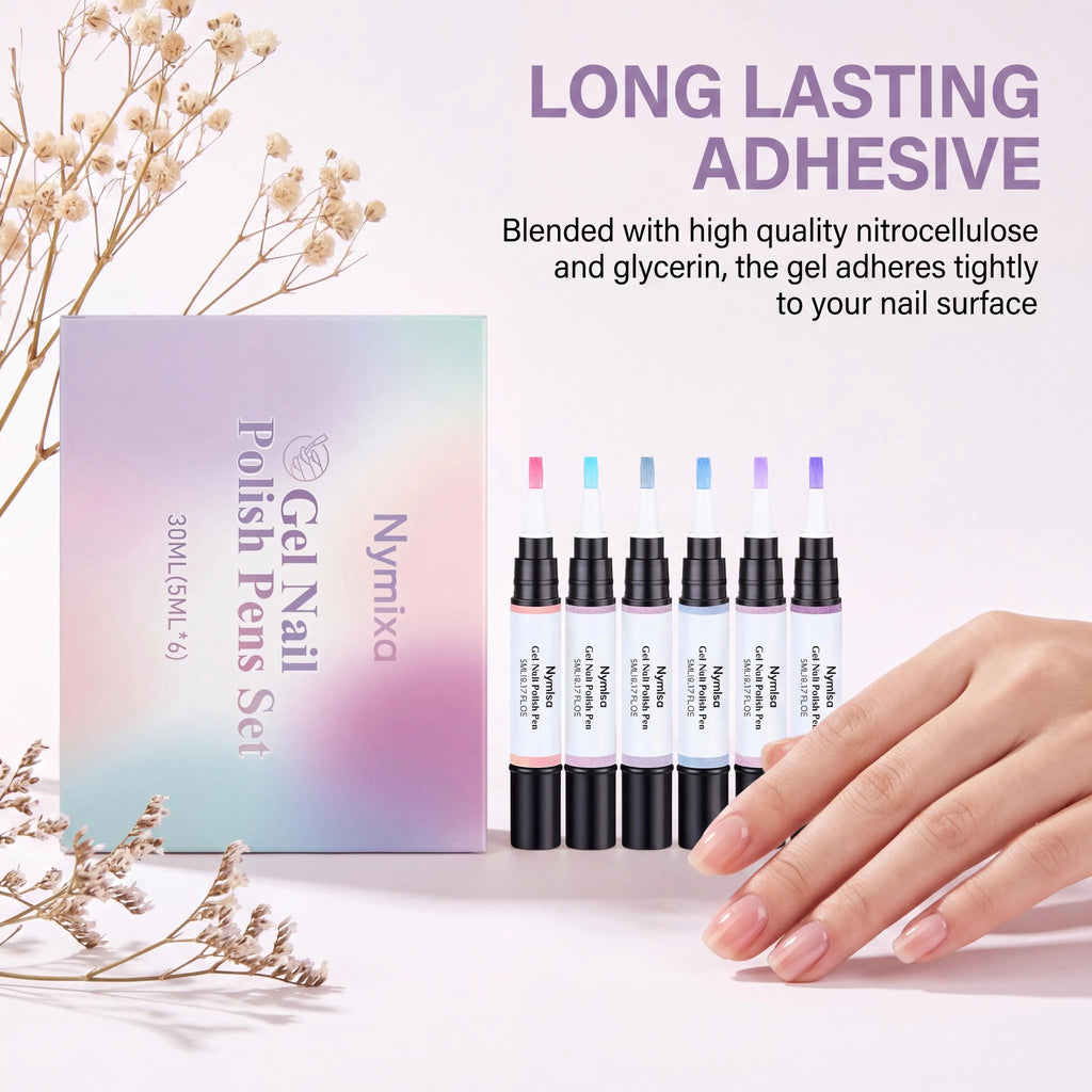Macaron Color Nail Polish Pen Pearlescent High Pigment Easy Drawing Multi Pattern Creation Home Manicure Nail Gel Polish Pen Set Oasis Select