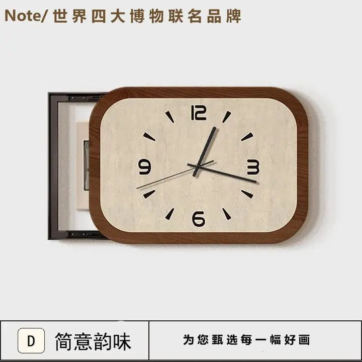 The New Chinese Ancient Decorative Painting with Time Clock Meter Box Block Distribution Box Hanging Picture Decorative Clock Oasis Select D 62 x45cm right shift