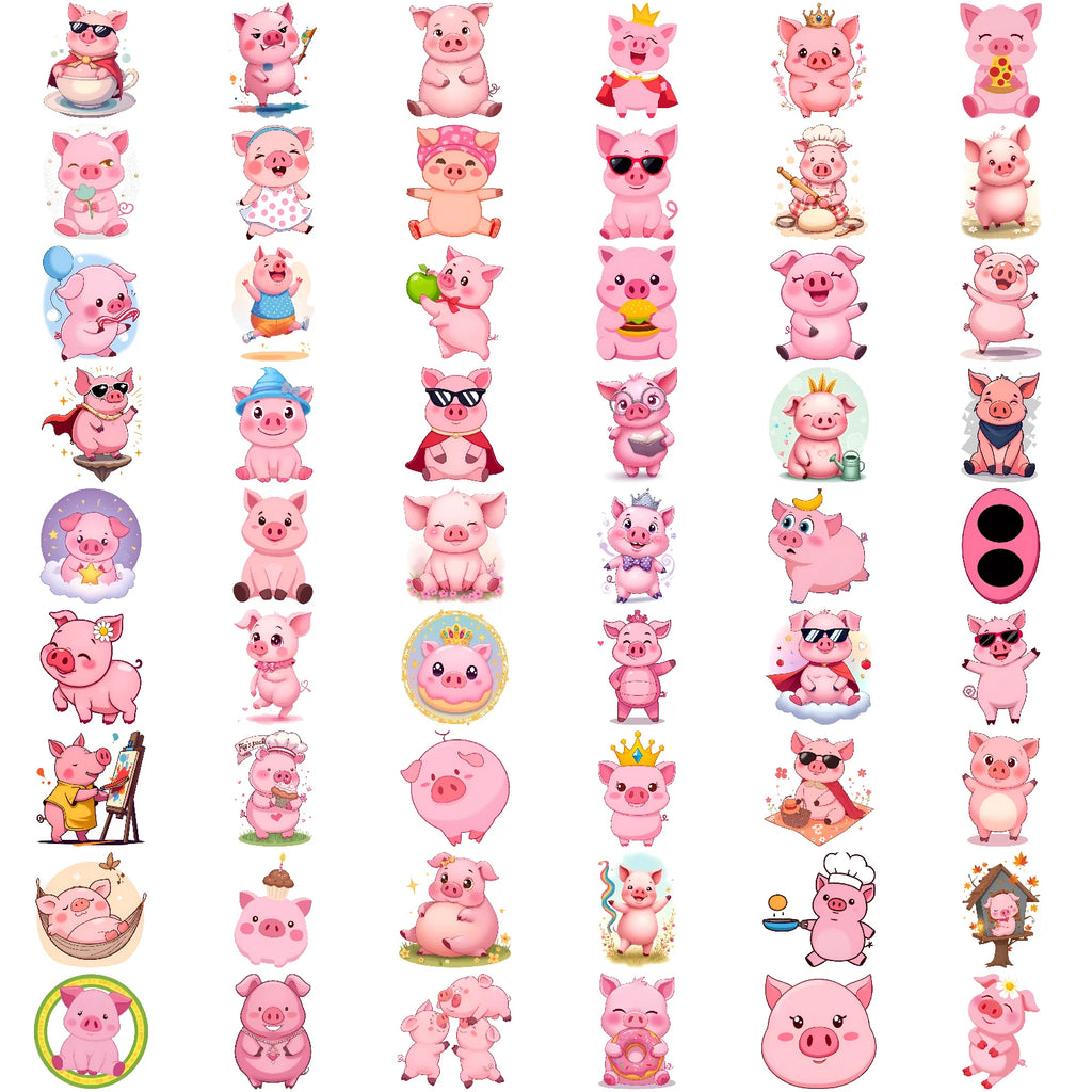 54pcs Cute Pig Temporary Tattoo Stickers – Waterproof 3D