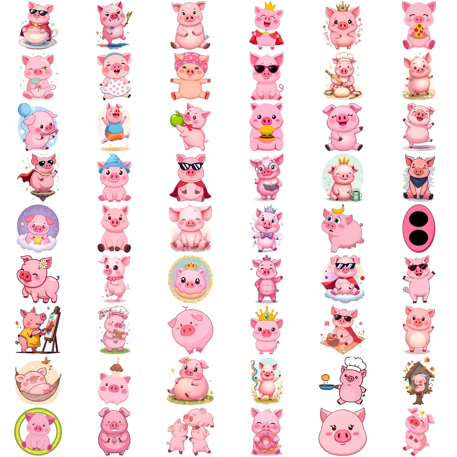 54pcs Cute Pig Temporary Tattoo Stickers – Waterproof 3D