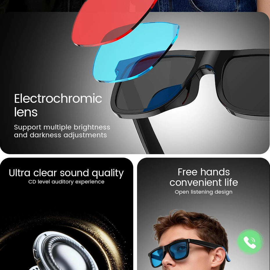 Smart Audio Glasses Touch To Color Changing IP65 AI Translation Sunglasses Noise-reducing HD Call Music Play Eyewear Men Women Oasis Select
