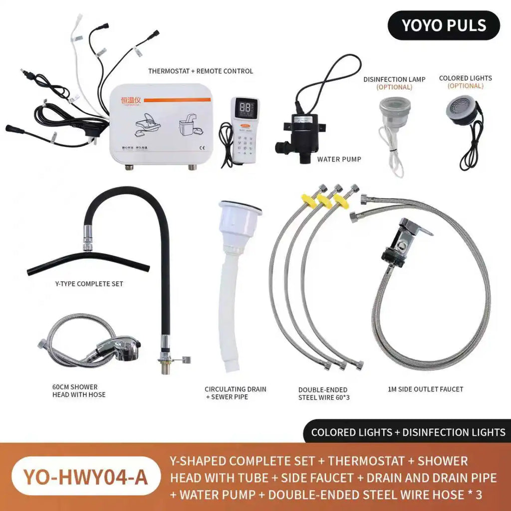 Salon Head Spa Water Frame Head Spa Shower with Water Pump & Heating Function - Shampoo Sink Faucet Kit for Scalp Care Essential Oasis Select lamp and EU Plug